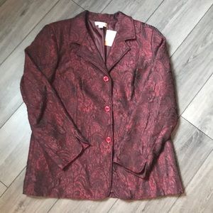 NWT XL Coldwater Creek burgundy  crinkle blazer